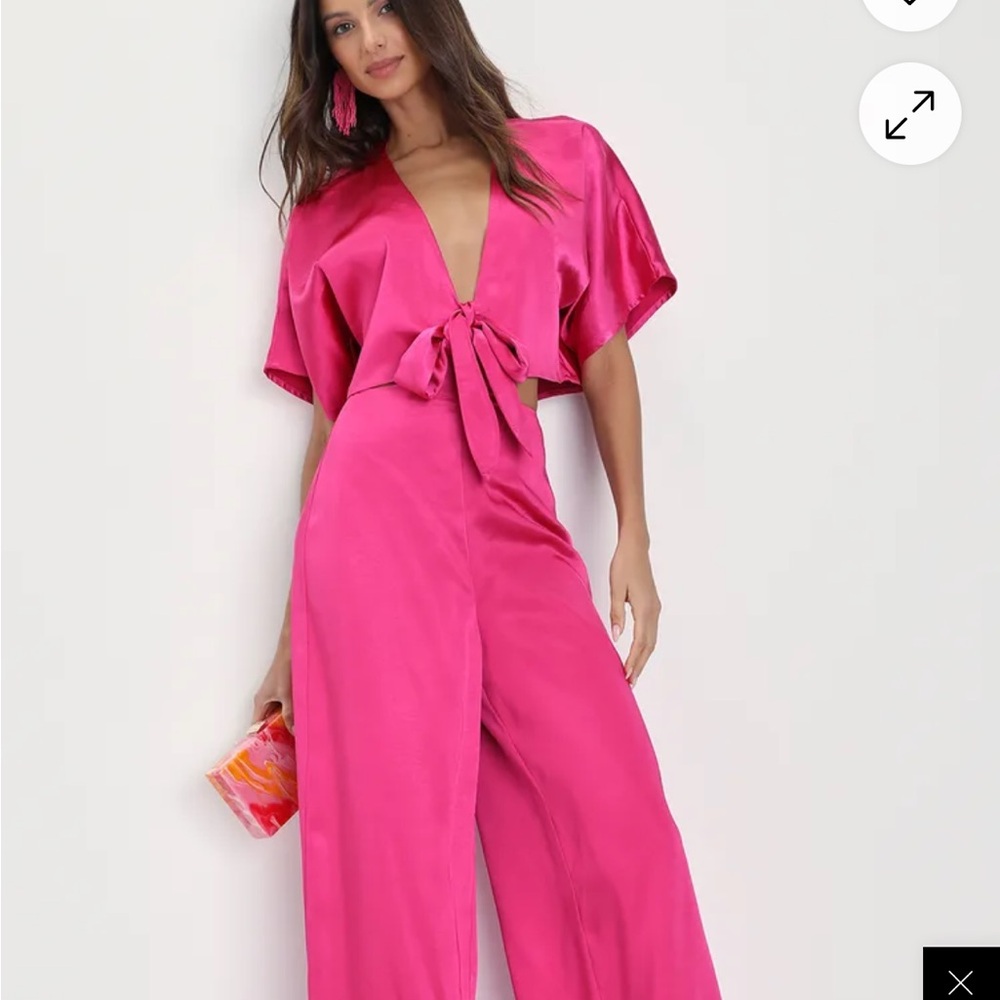 Pink Satin Two-Piece Jumpsuit